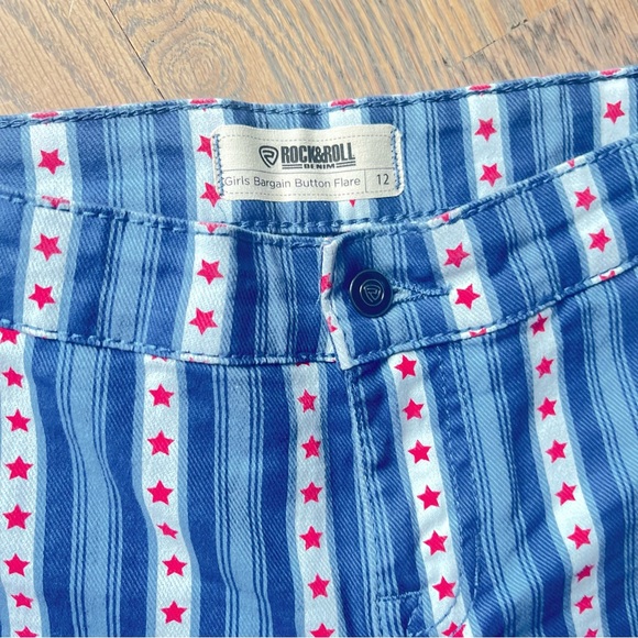 rock & roll denim bargain button striped girl flare jeans size 12 - Picture 5 of 5